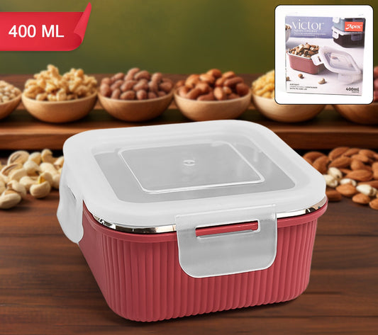 Apex Victor Square Food Storage Container (400 Ml  1 Pc)