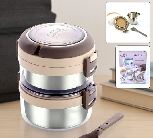 Ganesh Steko-2 Double Layer Stainless Steel Insulated Lunch Box Set