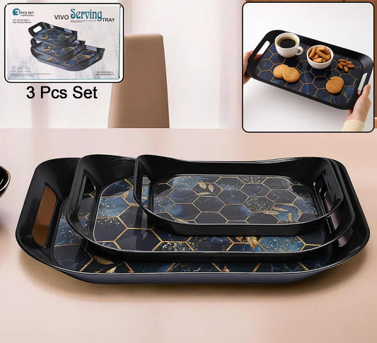 Premium Plastic Serving Tray (3 Pc)