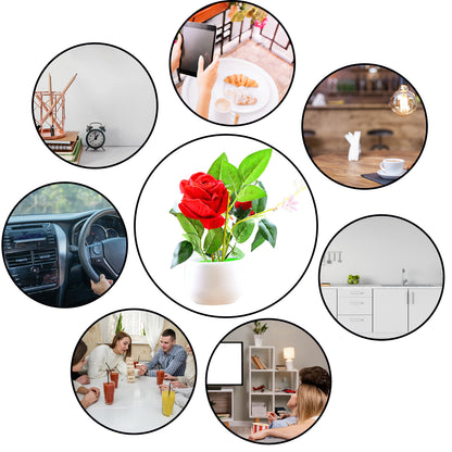 Artificial Rose Flower Plant With Pot For Home Office Or Gift