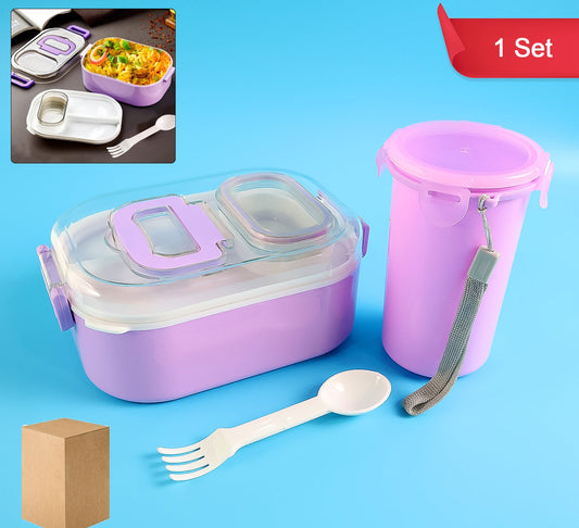Multi-functional 1 Set Leakproof Lunch Box With Cutlery  Tumbler