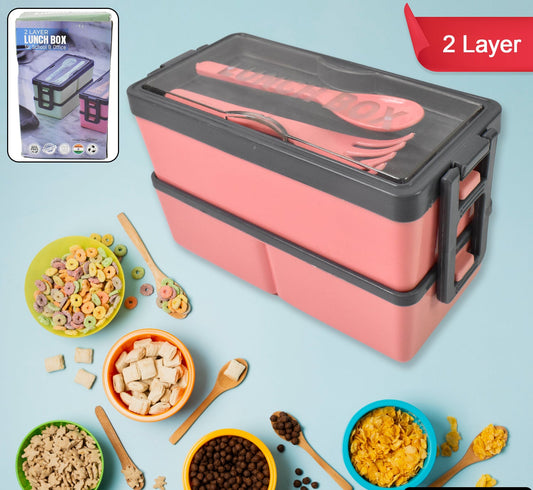 Plastic 3 Layer Leak Proof 3 Compartment Lunch Box For Office  (1 Pc)