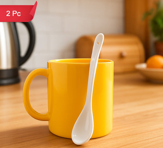 Elegant Ceramic Mug With Matching Spoon