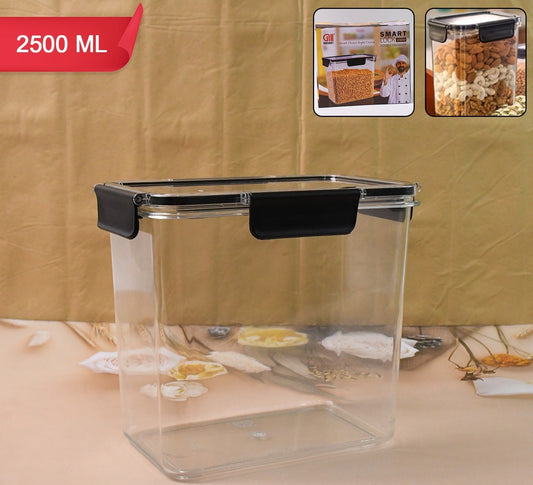 Food Storage Container Airtight Plastic Container With Easy Snap Lids (2500ml  1 Pc)