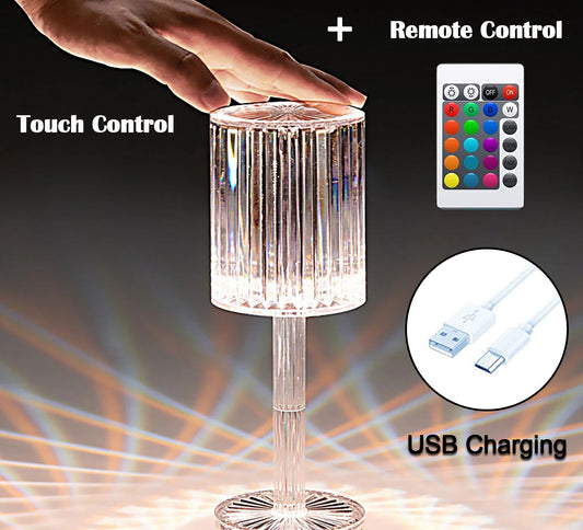 Crystal Table Lamp  Touch Control Atmosphere Nightstand Lamp