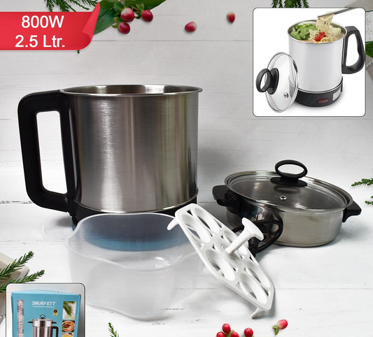 Soup Pot With Lid Stainless Steel Multi Cooker Kettle (800w  2.5 Ltr.)