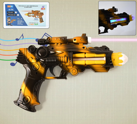 Led Laser Gun Toy  Battery Operated Space Blaster With Flashing Lights  Sound (1 Set)