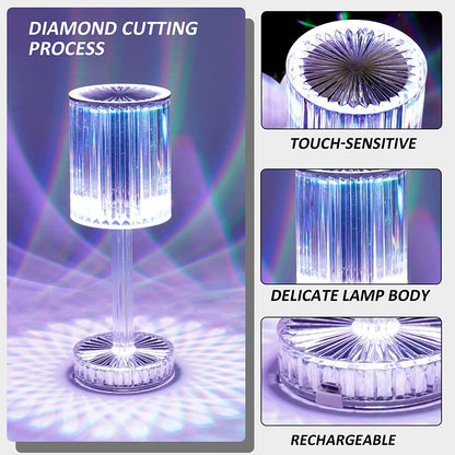 Crystal Table Lamp  Touch Control Atmosphere Nightstand Lamp