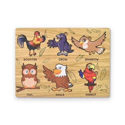 Wooden Bird Puzzle Learning Educational Board (1 Set)