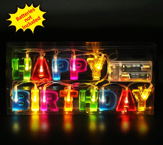 Decoratives Plastic Happy Birthday 13 Led Letter Battery Operated String Lights (Multicolour)