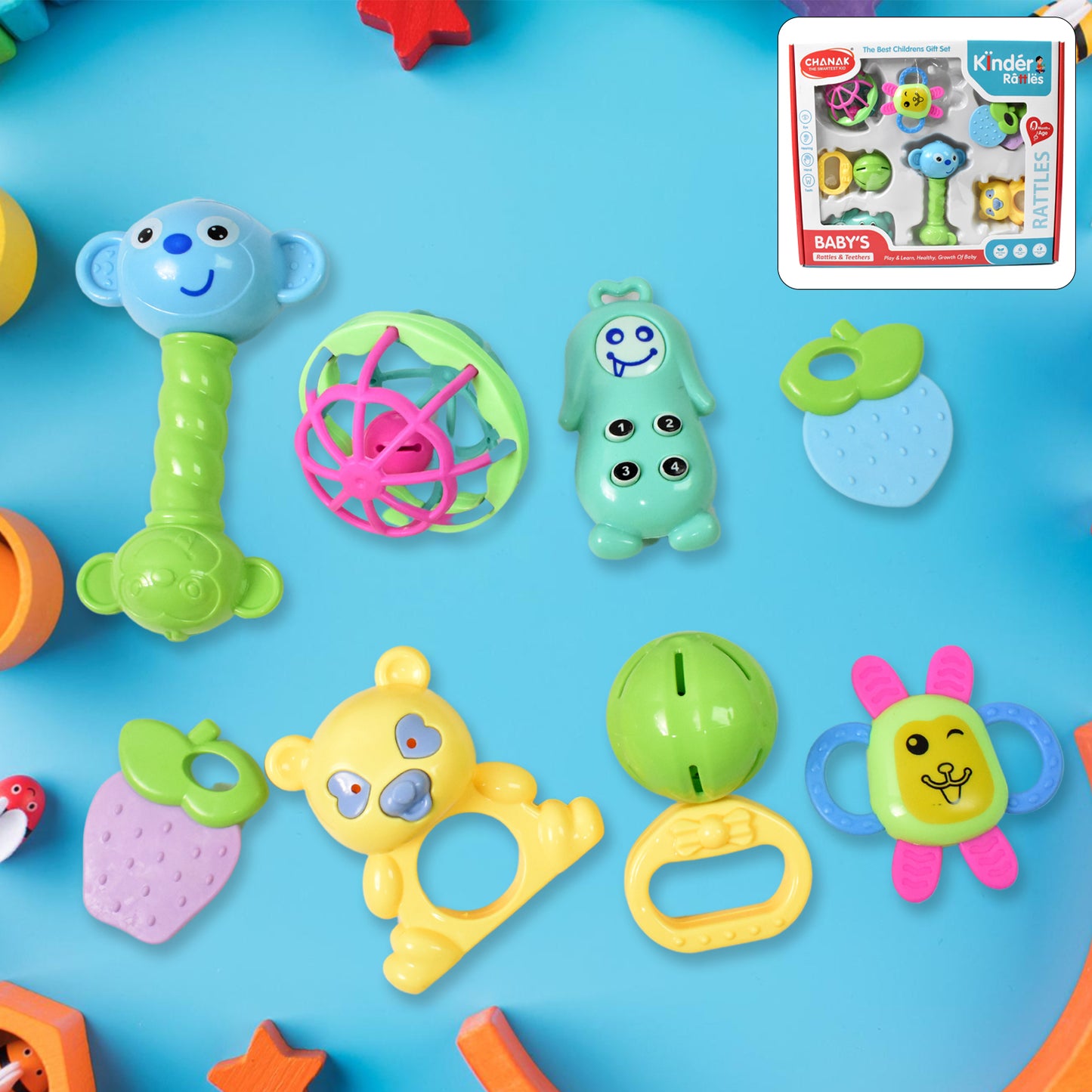 Kinder Baby Rattles  Teethers (8 Pcs Set)