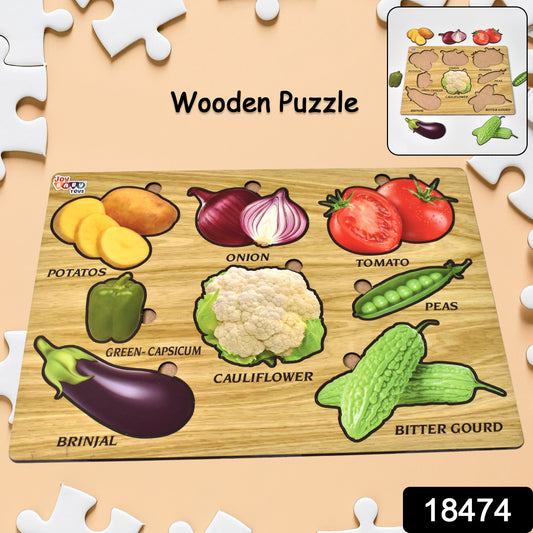 Wooden Vegetable Puzzle Learning Educational Board (1 Set)