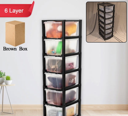 6-layer Modular Plastic Drawer Storage Cabinet