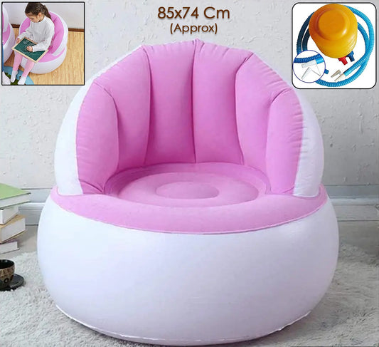 Kids Inflatable Sofa Chair With Backrest  Foot Air Pump With Hose (1 Set  85x74 Cm Approx)