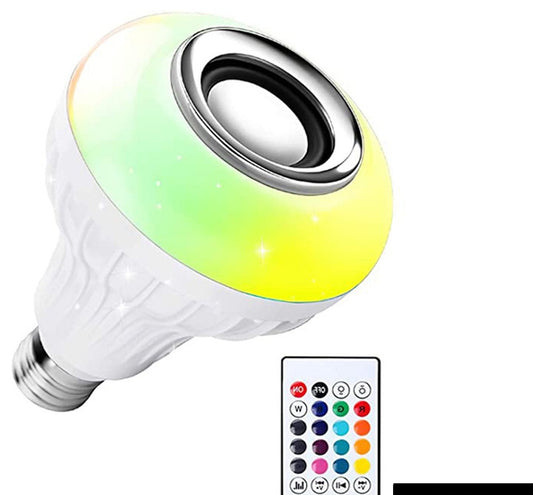 Wireless Bluetooth Sensor 12w Music Multicolor Led Bulb With Remote Controller
