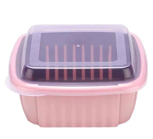 Double Layer Food Drainer Washing Basket With Collapsible Strainers Colander